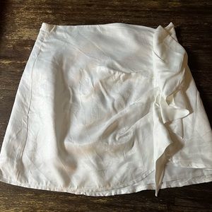 Topshop white satin ruffle skirt